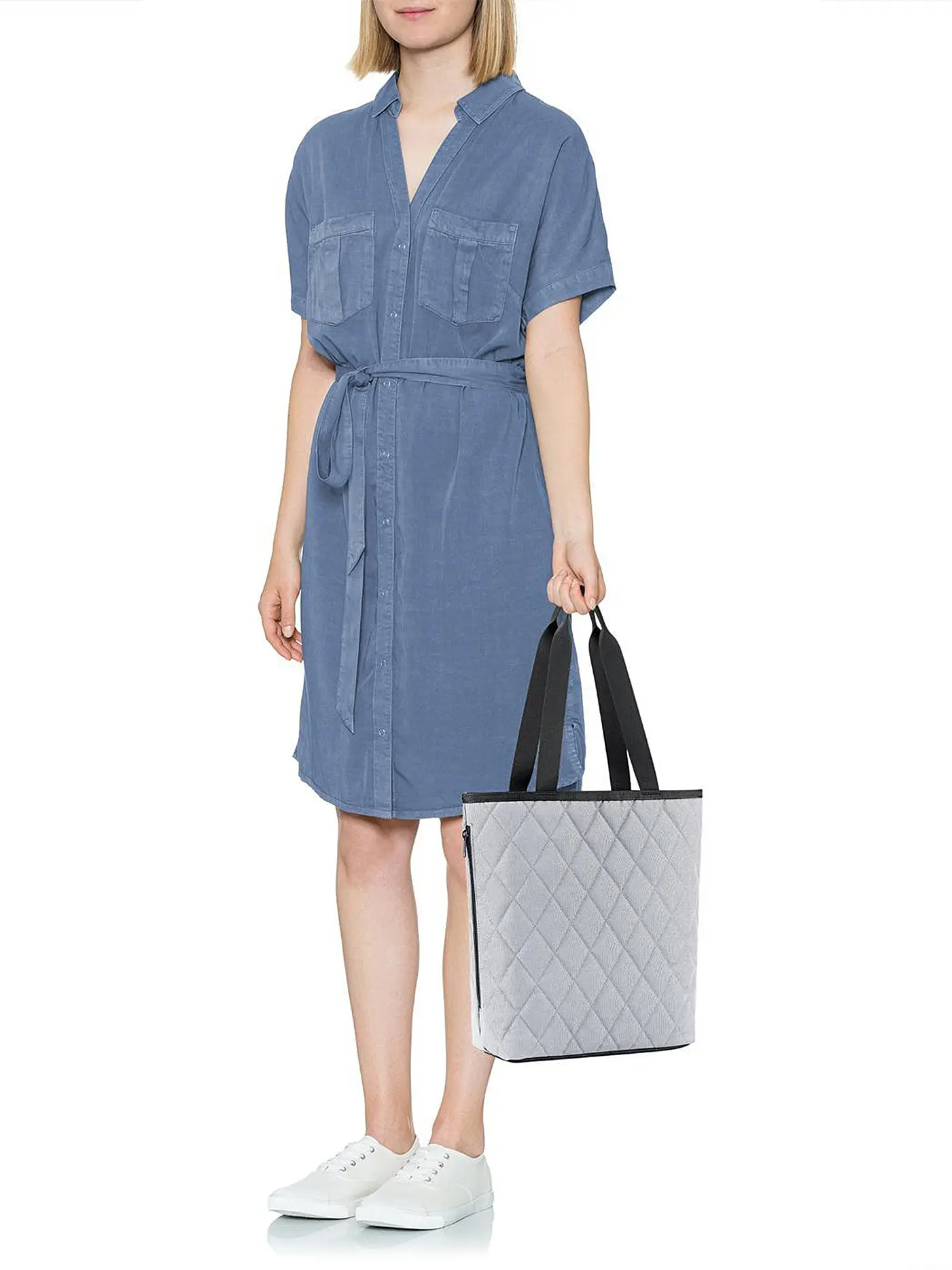 REISENTHEL | Shopper CLASSIC RHOMBUS M light grey | hellgrau